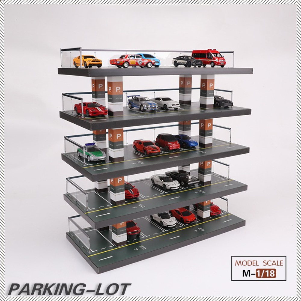 1:64 Car Model Parking Garage – Simulation Display Cabinet with LED Lights, Diecast Storage Rack for Tomica TLV Hot Wheels Mini GT