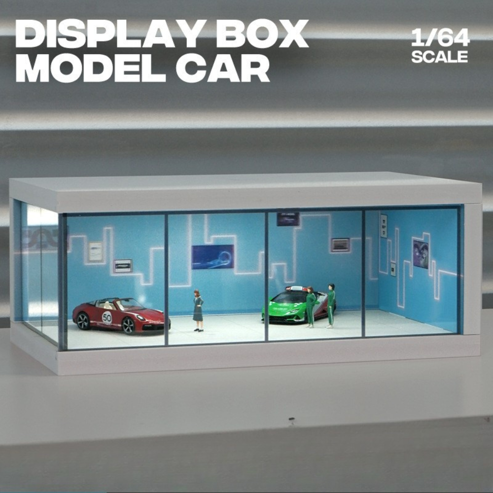 1:64 Display Box Model Showroom Garage – High-Transparency Acrylic Display Stand with LED