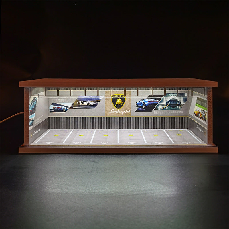 1:64 Underground Parking Lot Model – LED Light Display Garage Scene
