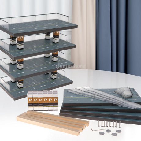 1:64 Car Model Parking Garage – Simulation Display Cabinet with LED Lights, Diecast Storage Rack for Tomica TLV Hot Wheels Mini GT