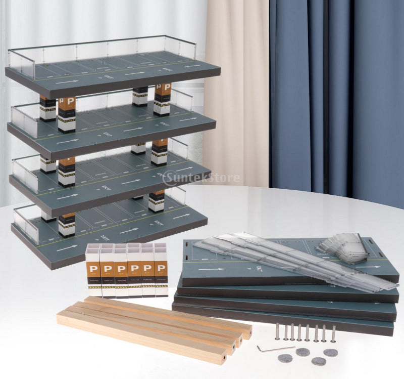 1:64 Car Model Parking Garage – Simulation Display Cabinet with LED Lights, Diecast Storage Rack for Tomica TLV Hot Wheels Mini GT