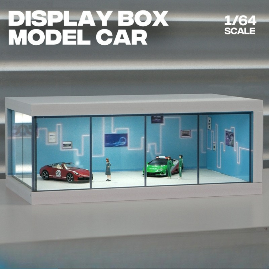 1:64 Display Box Model Showroom Garage – High-Transparency Acrylic Display Stand with LED