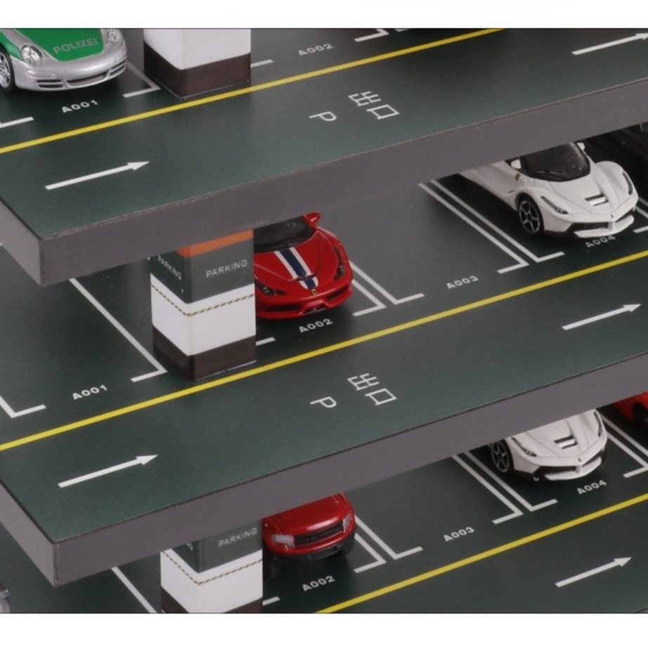 1:64 Car Model Parking Garage – Simulation Display Cabinet with LED Lights, Diecast Storage Rack for Tomica TLV Hot Wheels Mini GT