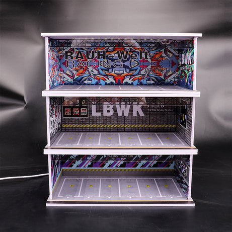 1:64 Underground Parking Lot Model – LED Light Display Garage Scene