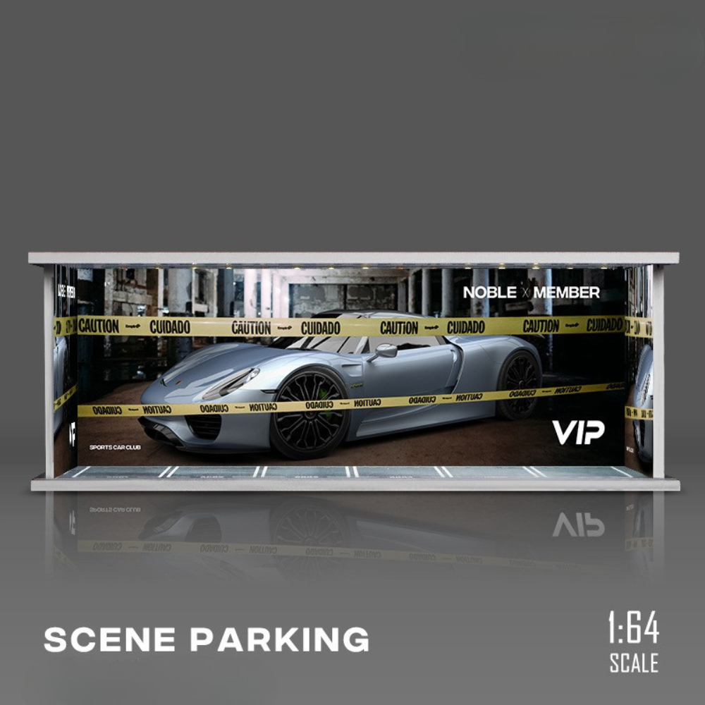 1:64 Parking Garage Model – Miniature PVC Assembly Display Lot with LED Lights for Diecast Cars (Tomica, TLV, Hot Wheels, Mini GT)