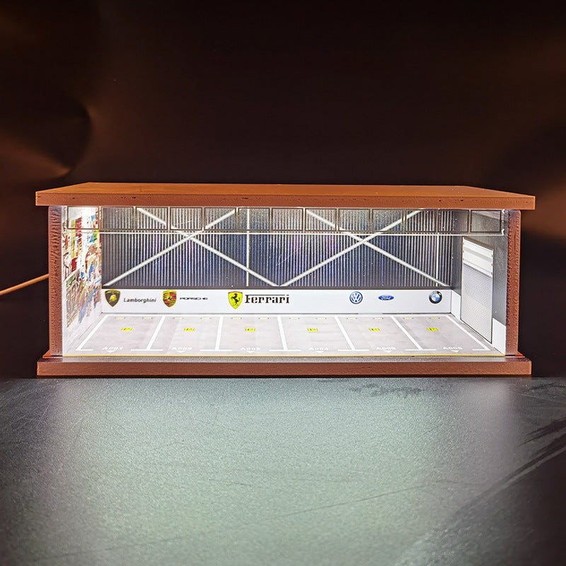 1:64 Underground Parking Lot Model – LED Light Display Garage Scene