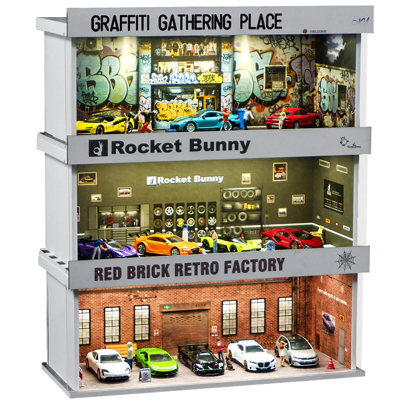 1:64 Collector’s Parking Garage – LED Light Simulation Car Model Display Box