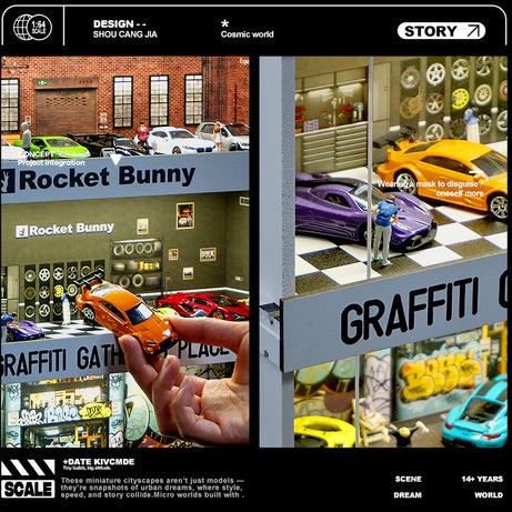 1:64 Collector’s Parking Garage – LED Light Simulation Car Model Display Box