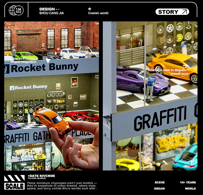 1:64 Collector’s Parking Garage – LED Light Simulation Car Model Display Box