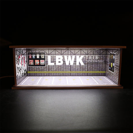 1:64 Underground Parking Lot Model – LED Light Display Garage Scene