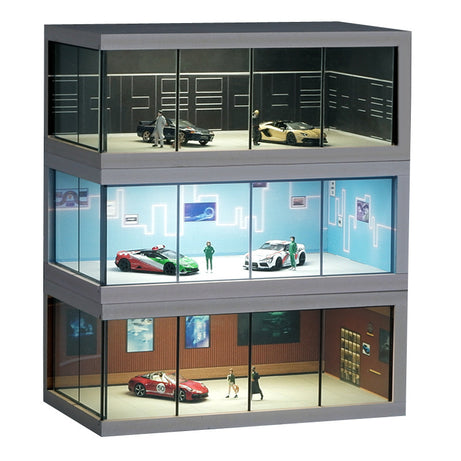 1:64 Display Box Model Showroom Garage – High-Transparency Acrylic Display Stand with LED