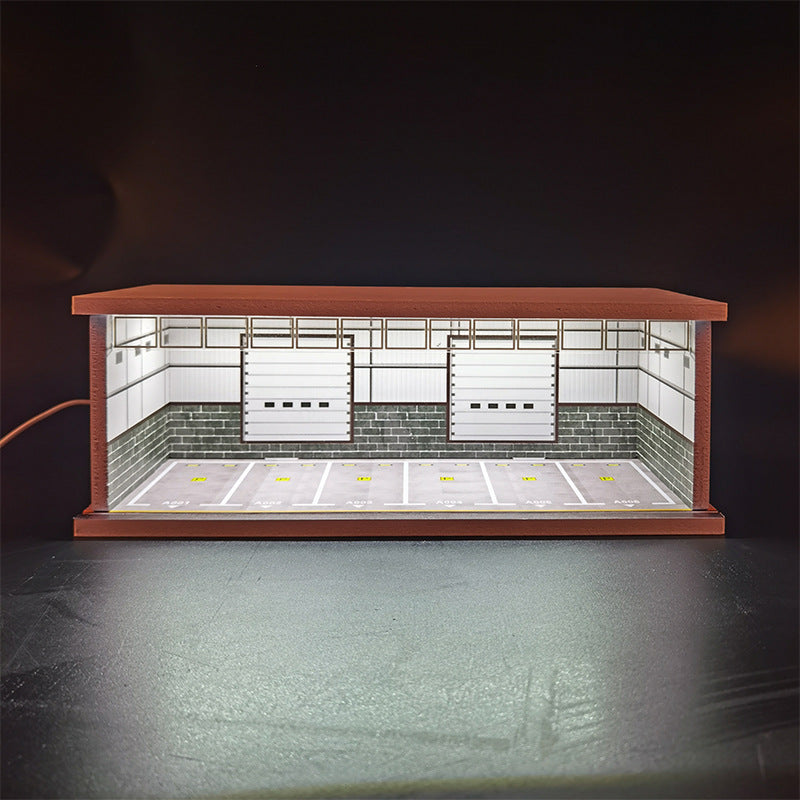 1:64 Underground Parking Lot Model – LED Light Display Garage Scene