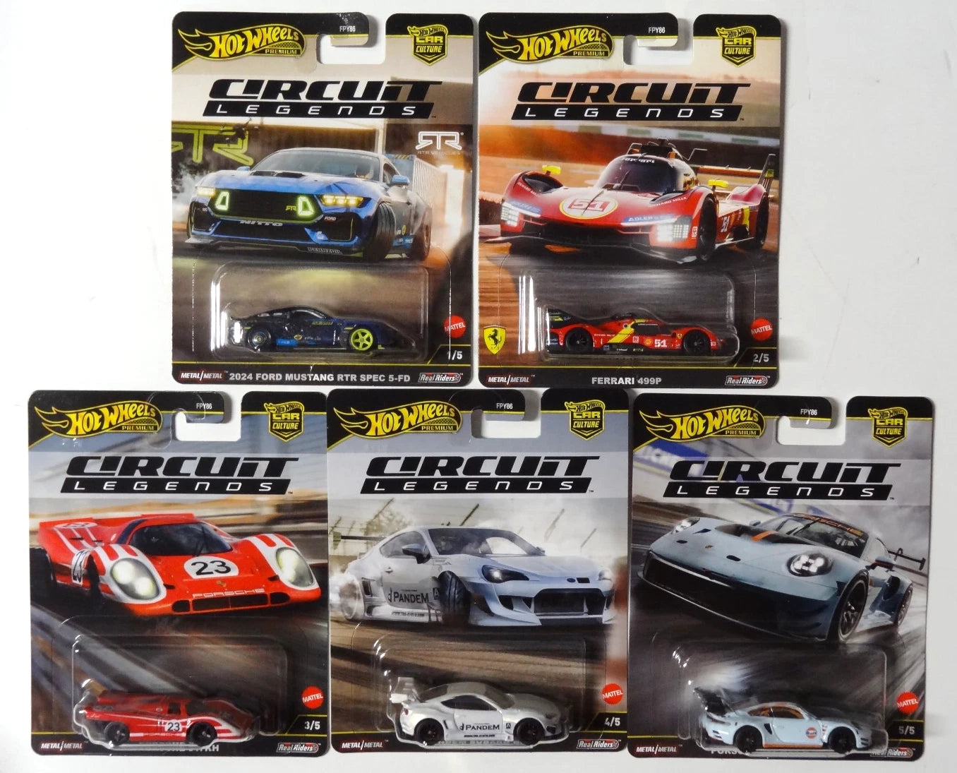 1:64 Hot Wheels 2025 Premium - Car Culture - Circuit Legends (Set of 5)